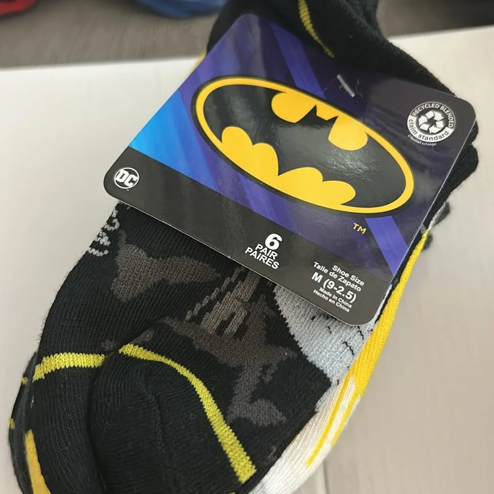 Batman Boys No Show Socks, 6-Pack Size M